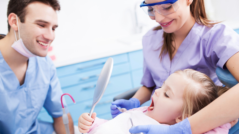 girl in a dental chair